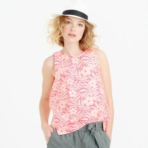 J. Crew pink tropical jacquard tank top size 2